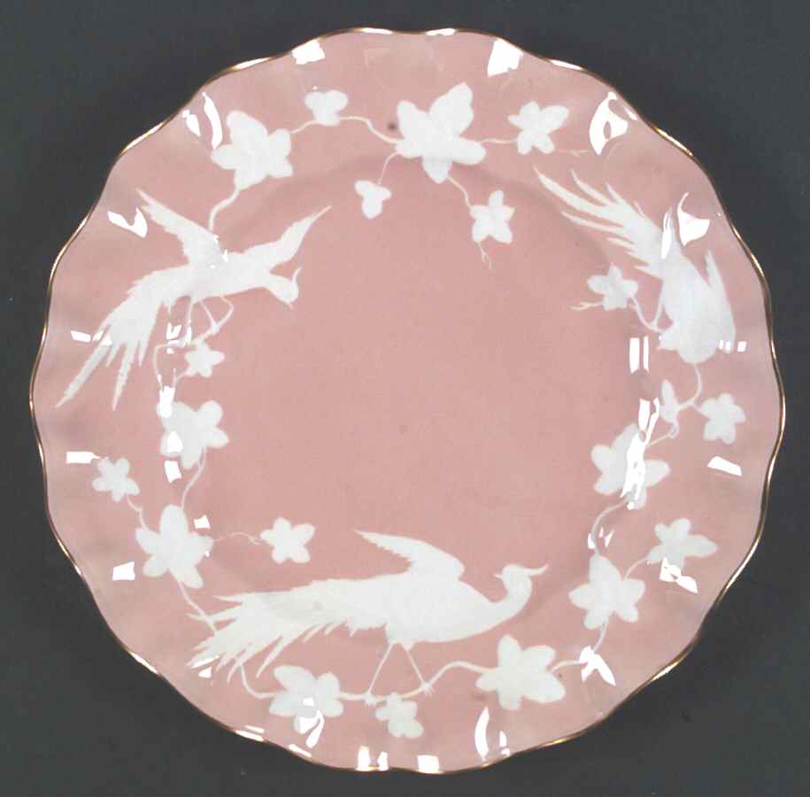 Chinese Birds Salmon Dinner Plate by Royal Crown Derby-1