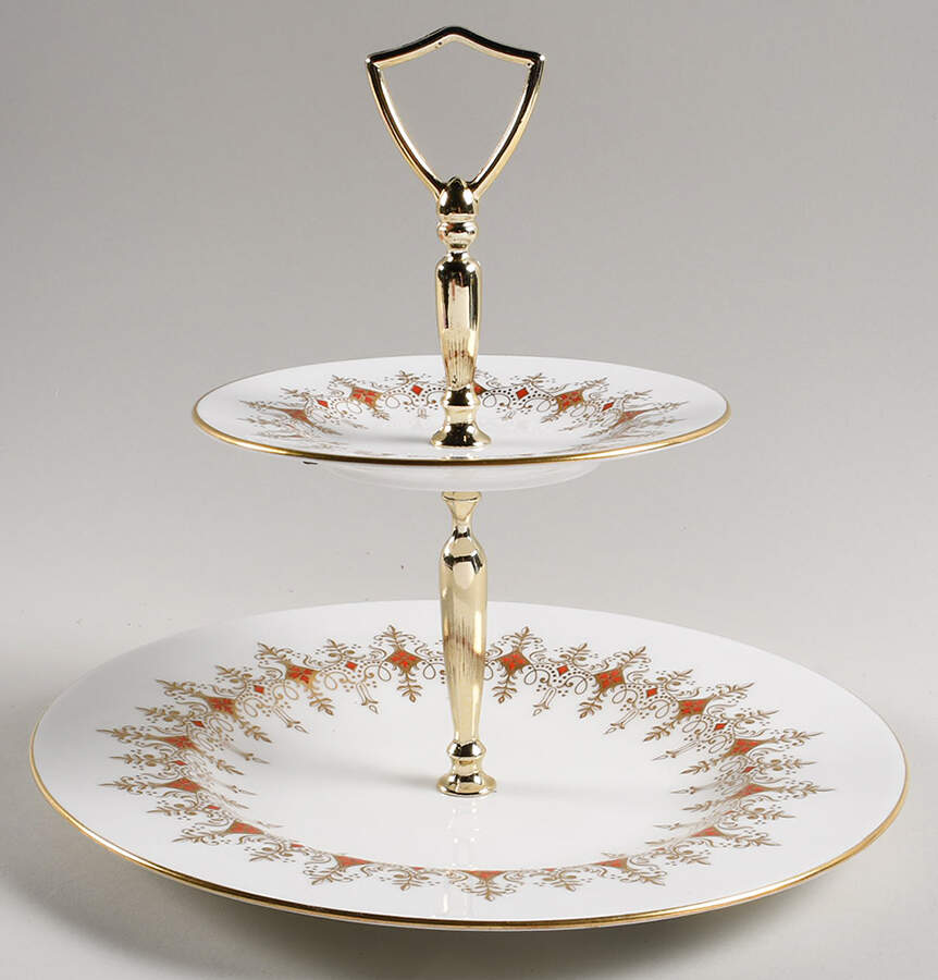 Cherbourg 2 Tiered Serving Tray (Dinner & Salad Plate) by Royal Crown Derby-1
