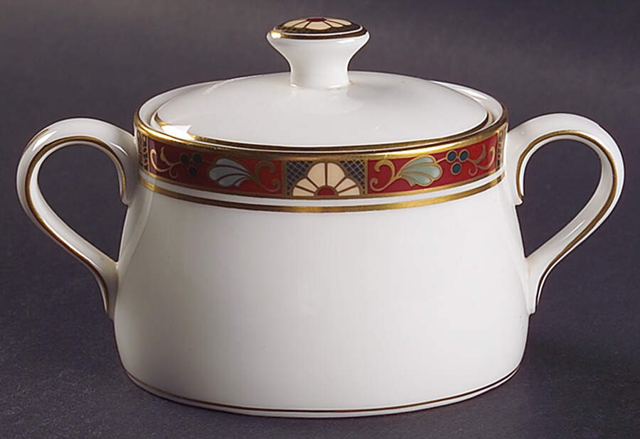 Cloisonne Sugar Bowl & Lid by Royal Crown Derby-1