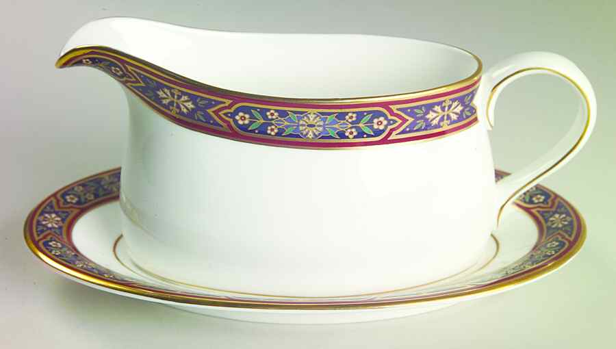 Dauphin Gravy Boat & Underplate/Relish by Royal Crown Derby-1