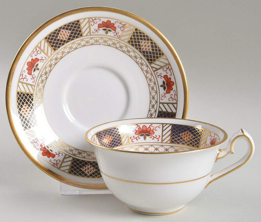 Derby Border Flat Cup & Saucer Set by Royal Crown Derby-1