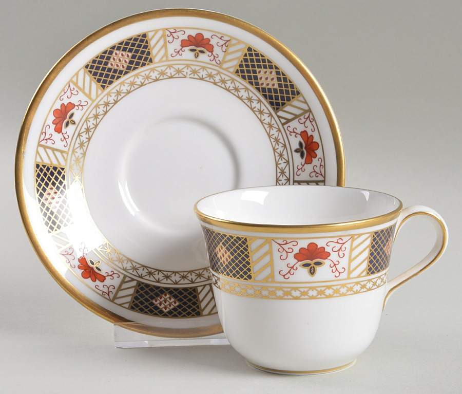 Derby Border Flat Cup & Saucer Set by Royal Crown Derby-1