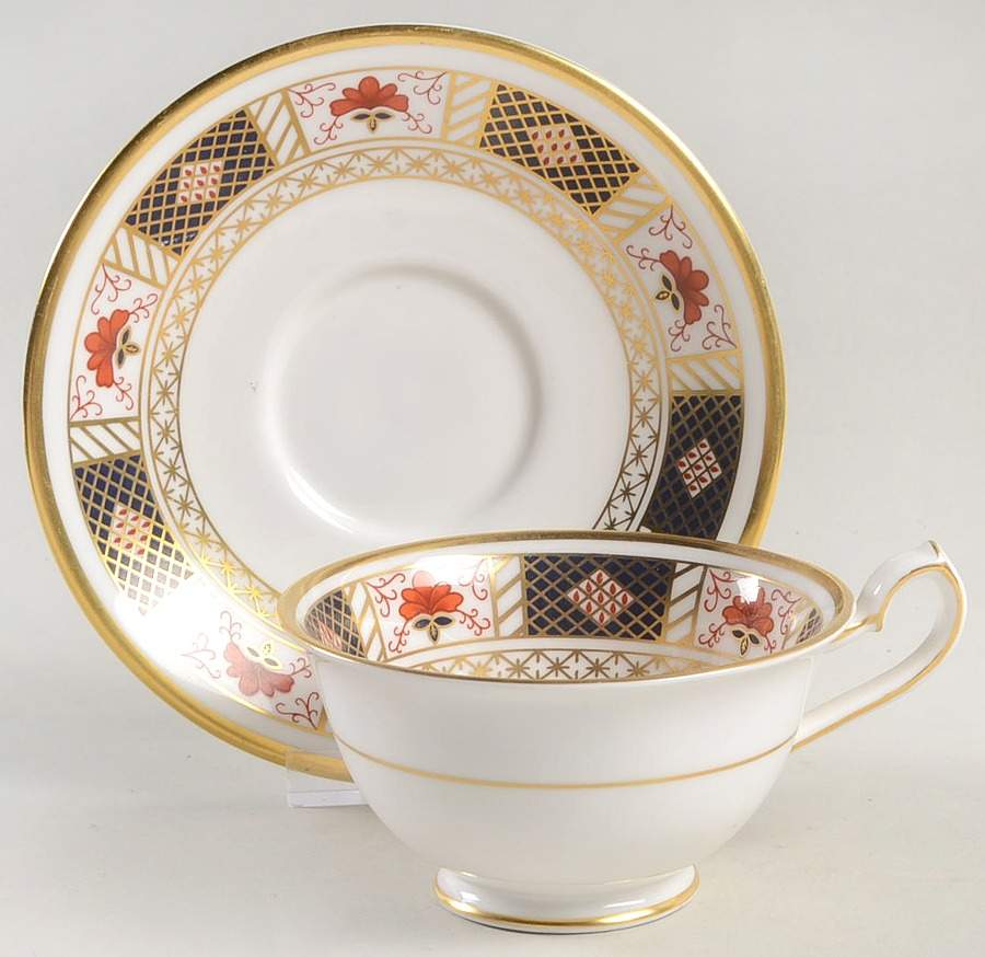 Derby Border Footed Cup & Saucer Set by Royal Crown Derby-1