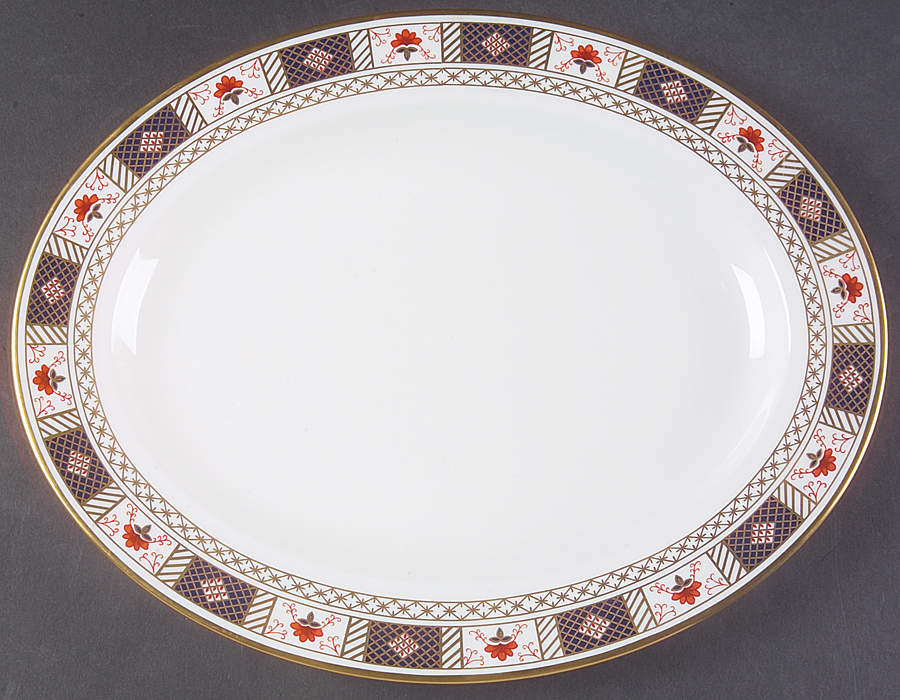 Derby Border 13" Oval Serving Platter by Royal Crown Derby-1