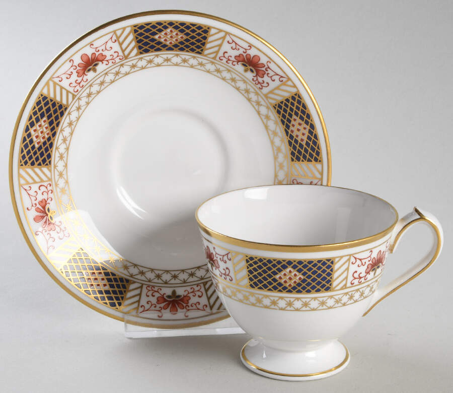 Derby Border Footed Cup & Saucer Set by Royal Crown Derby-1