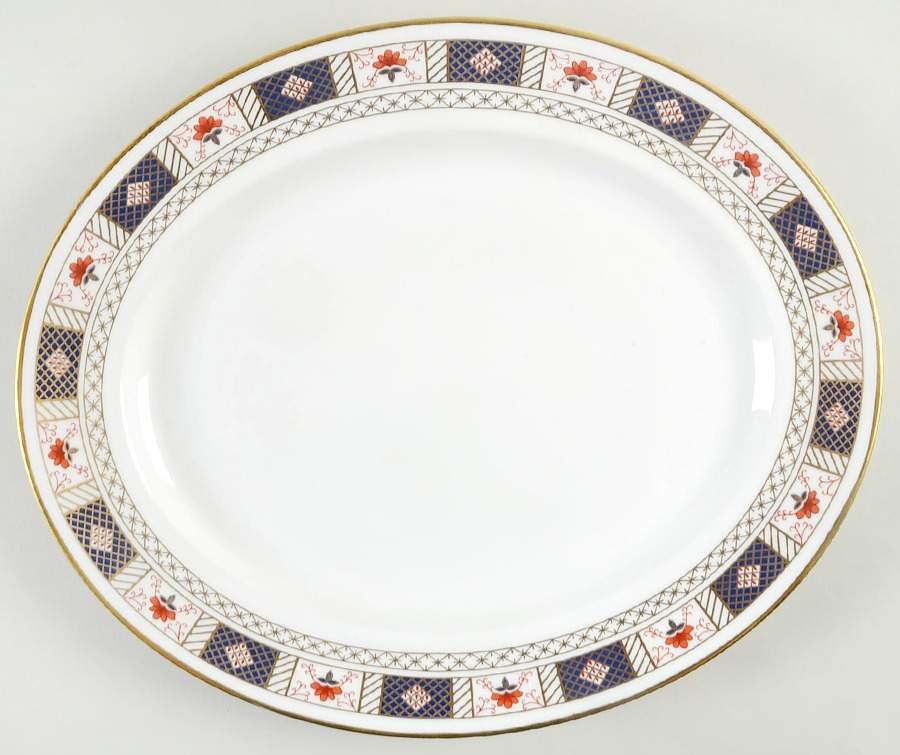 Derby Border 13" Oval Serving Platter by Royal Crown Derby-1
