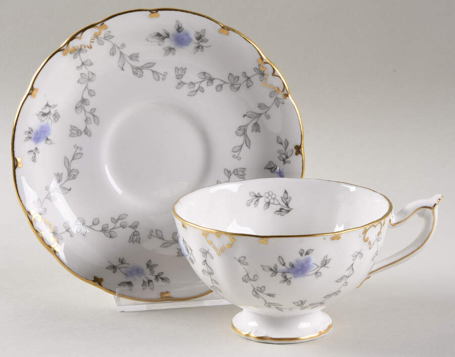 Delphine Footed Cup & Saucer Set by Royal Crown Derby-1