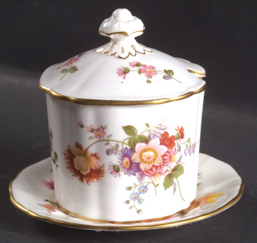 Derby Posies Marmalade & Lid w/Underplate by Royal Crown Derby-1