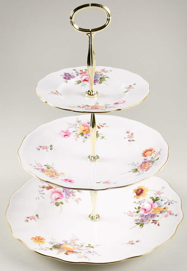 Derby Posies 13 7/8"-14 1/4" 3-Tiered Serving Tray(DP,SP,BB) HC by Royal Crown Derby-1