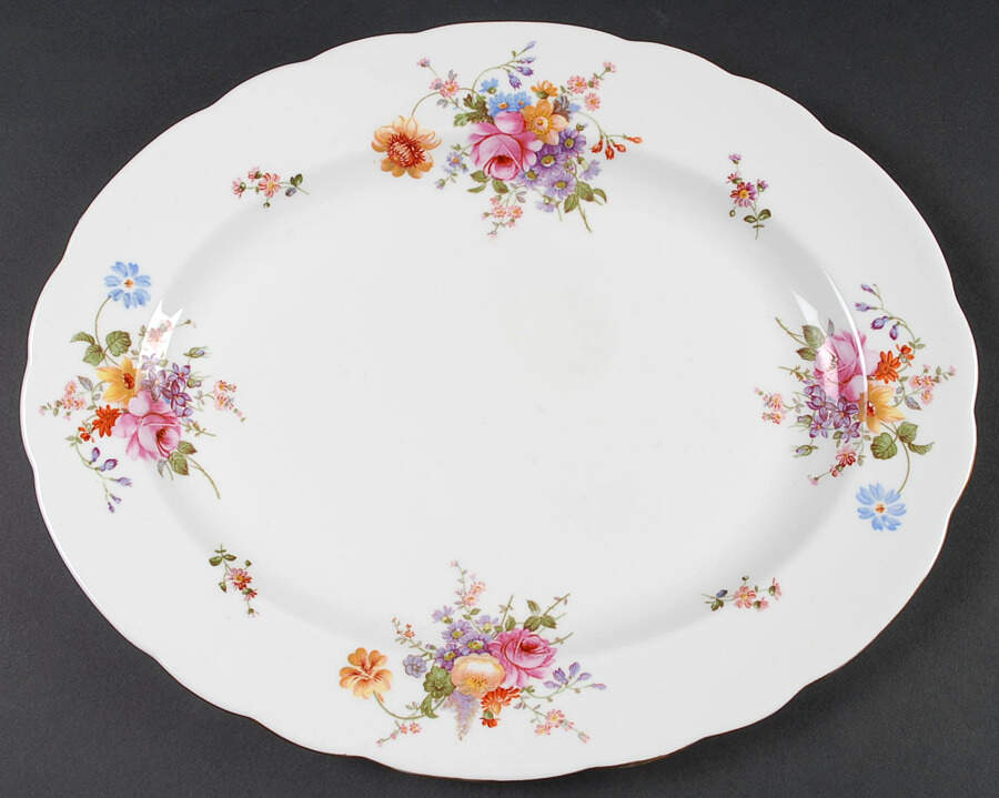 Derby Posies 15" Oval Serving Platter by Royal Crown Derby-1