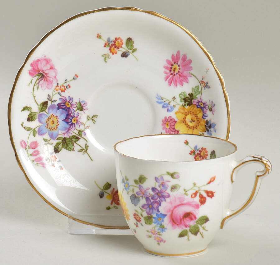 Derby Posies Flat Demitasse Cup & Saucer Set by Royal Crown Derby-1