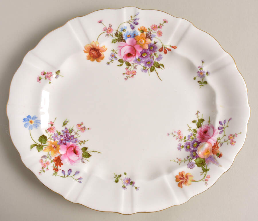 Derby Posies 11" Oval Serving Platter by Royal Crown Derby-1