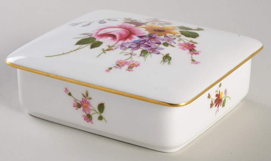 Derby Posies 4" Square Box W/Lid by Royal Crown Derby-1