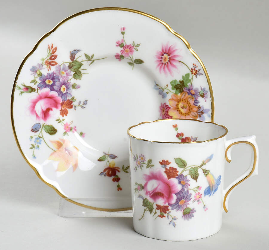 Derby Posies Flat Demitasse Cup & Saucer Set by Royal Crown Derby-1