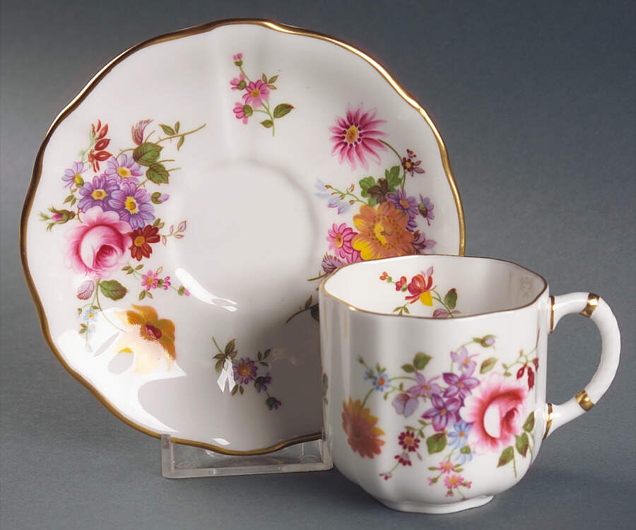 Derby Posies Flat Demitasse Cup & Saucer Set by Royal Crown Derby-1