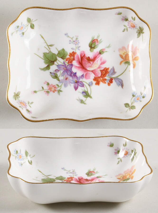 Derby Posies 3" Rectangular Nut Dish by Royal Crown Derby-1