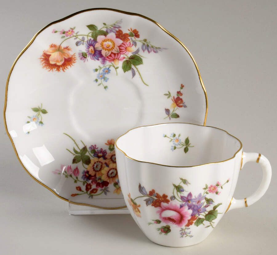 Derby Posies Flat Cup & Saucer Set by Royal Crown Derby-1