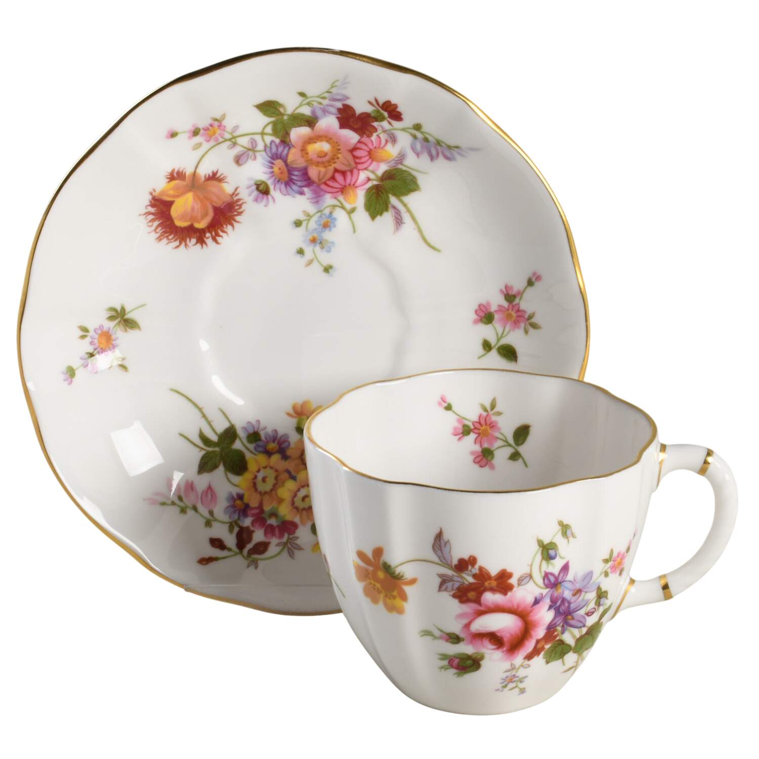 Derby Posies Flat Cup & Saucer Set by Royal Crown Derby-1