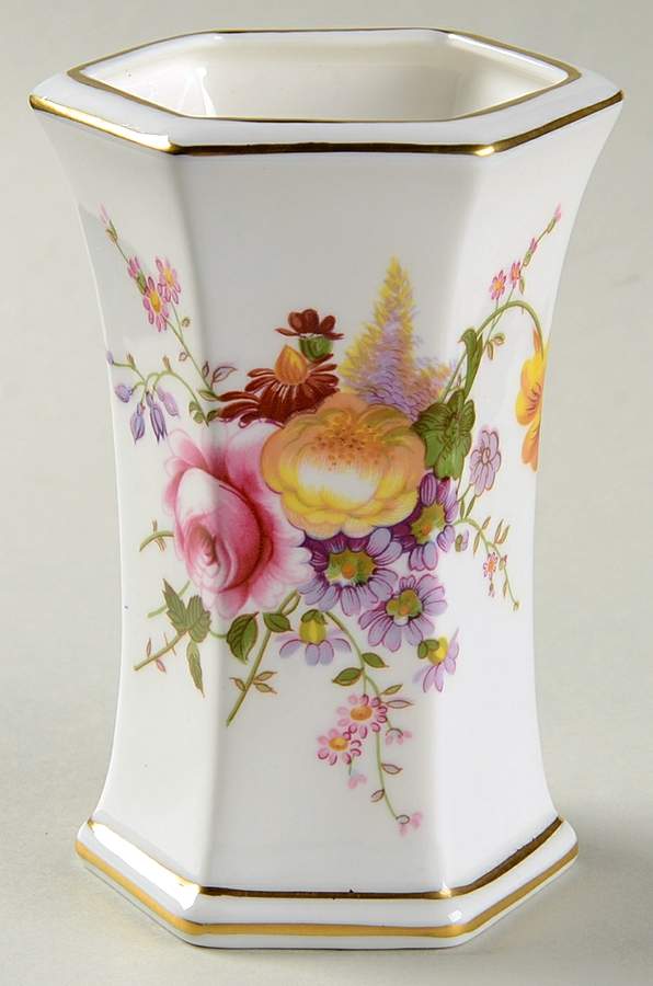 Derby Posies 4" Hexagonal Vase by Royal Crown Derby-1