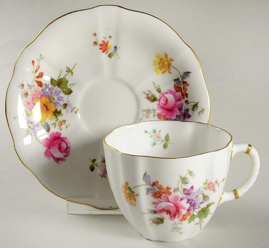 Derby Posies Flat Cup & Saucer Set by Royal Crown Derby-1