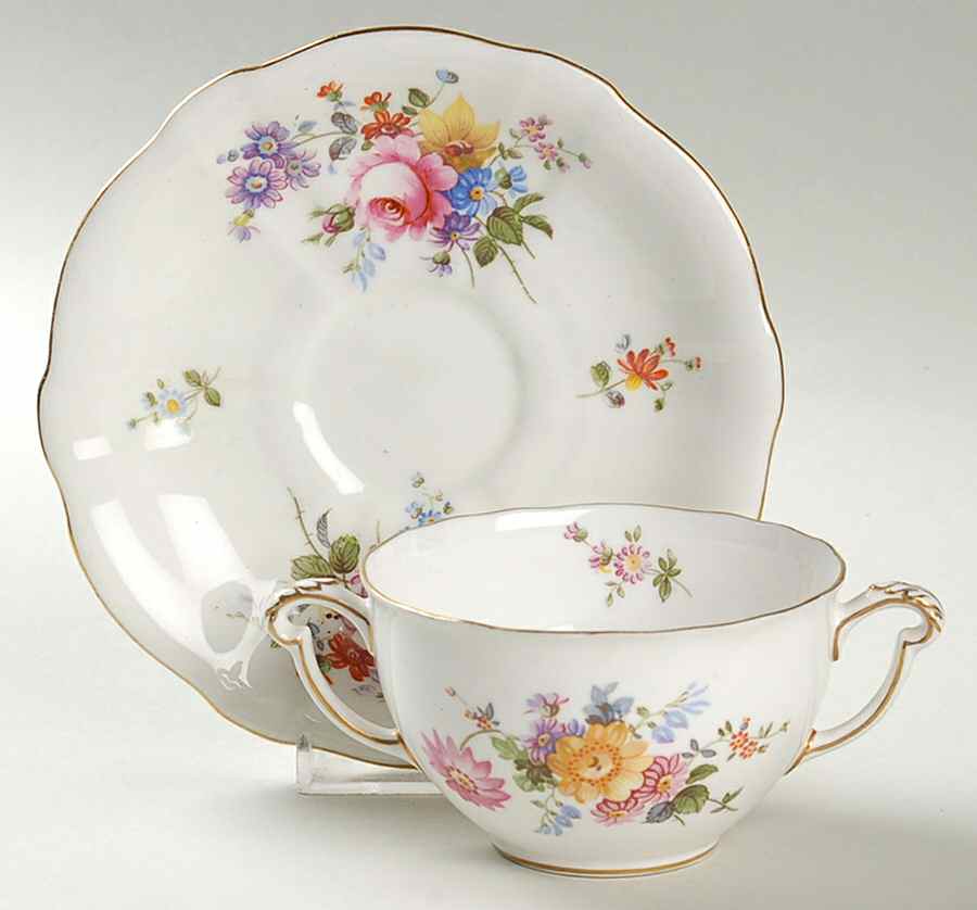 Derby Posies Flat Bouillon Cup & Saucer by Royal Crown Derby-1