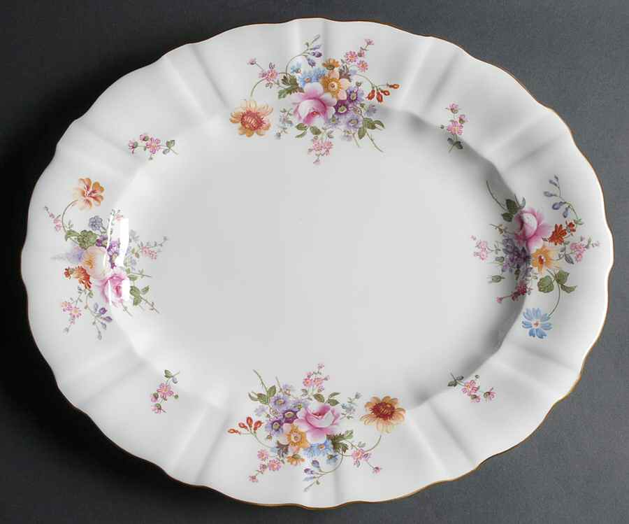 Derby Posies 15" Oval Serving Platter by Royal Crown Derby-1