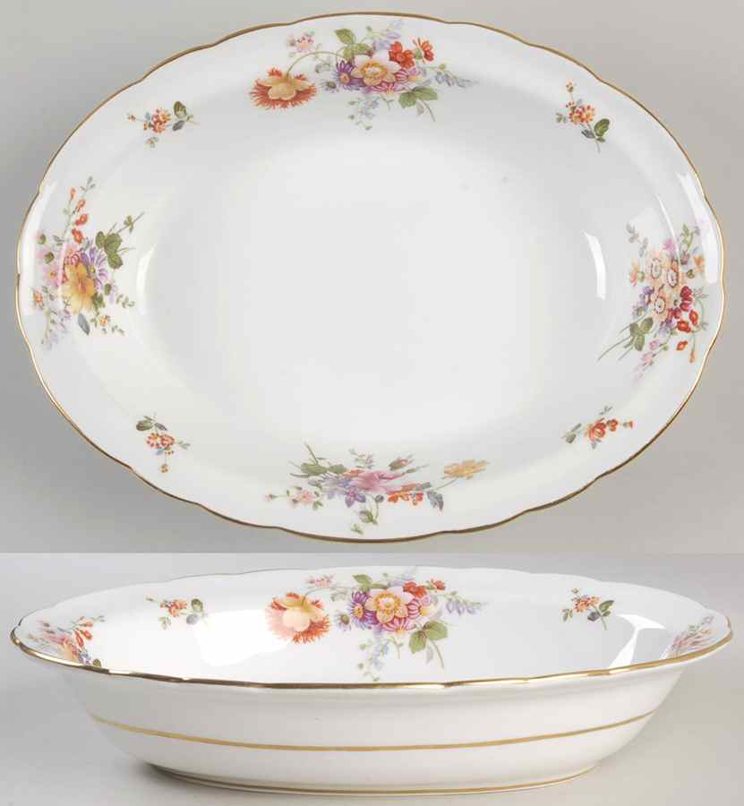 Derby Posies 9" Oval Vegetable Bowl by Royal Crown Derby-1