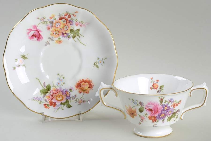 Derby Posies Footed Bouillon Cup & Saucer by Royal Crown Derby-1