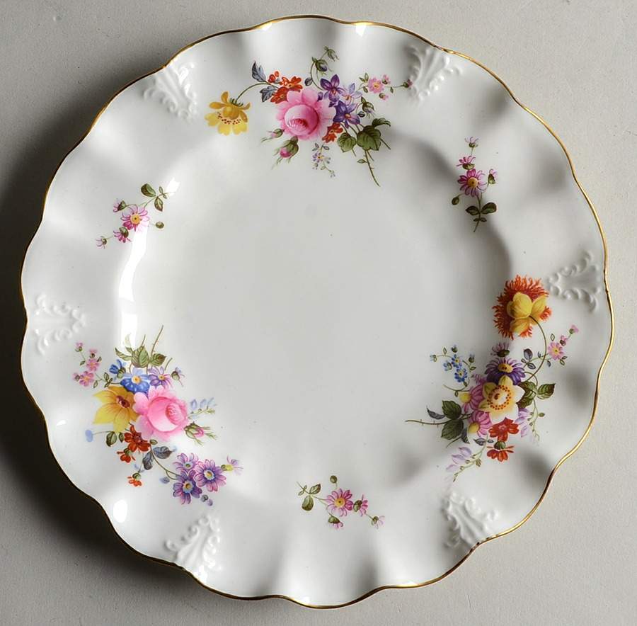 Derby Posies Embossed Sheffield Dessert Plate by Royal Crown Derby-1