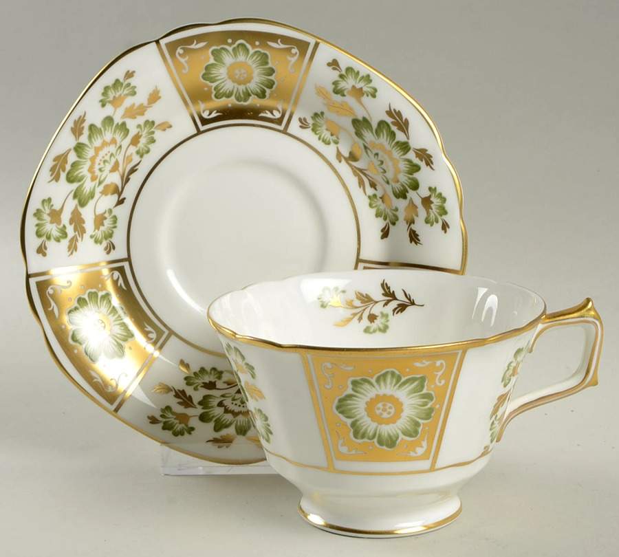 Derby Panel Green Breakfast Cup & Saucer Set by Royal Crown Derby-1
