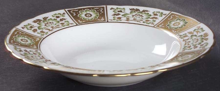 Derby Panel Green Rim Soup Bowl by Royal Crown Derby-1
