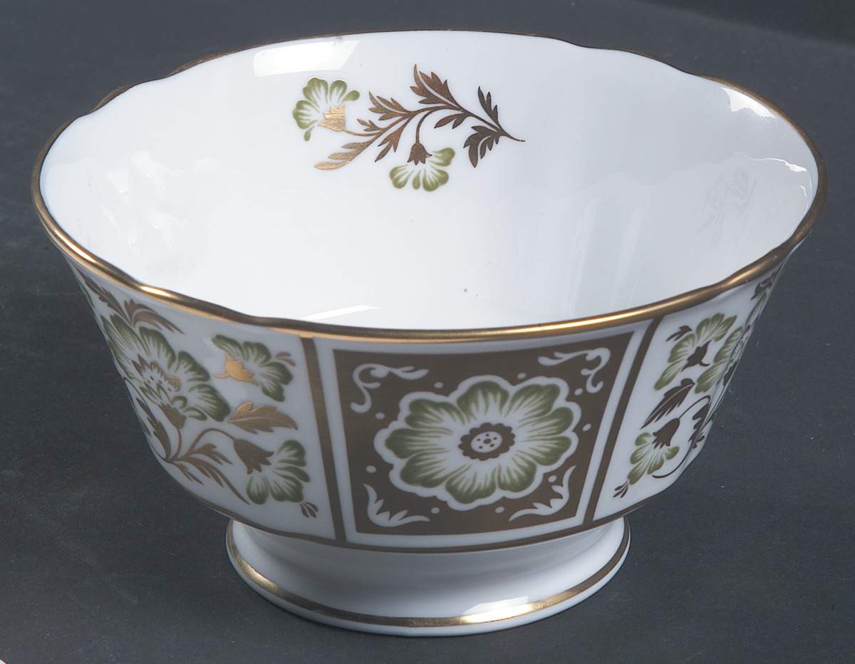 Derby Panel Green Large Open Rice/Sugar Bowl by Royal Crown Derby-1