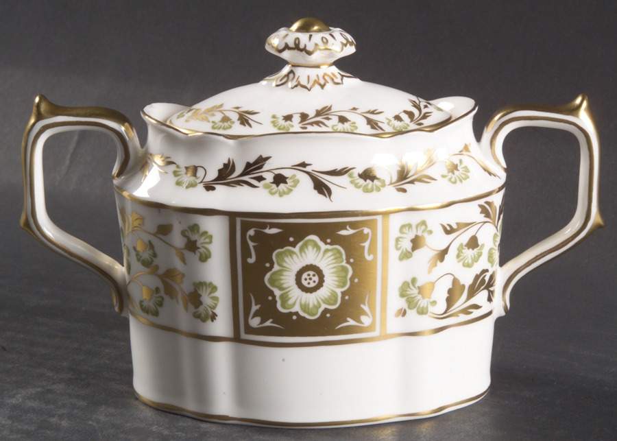 Derby Panel Green Sugar Bowl & Lid by Royal Crown Derby-1
