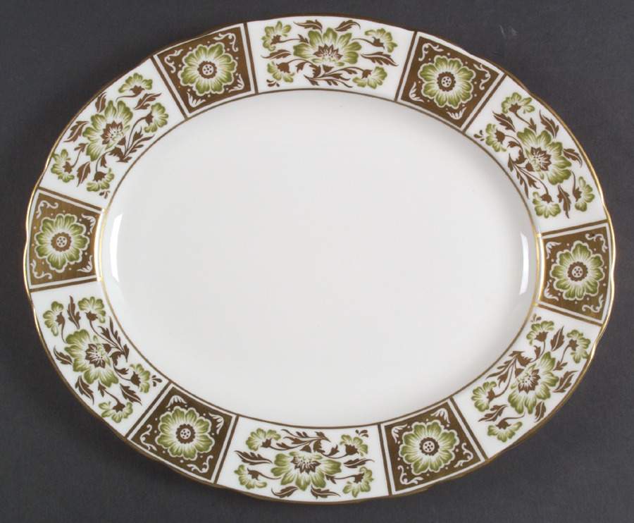 Derby Panel Green 13" Oval Serving Platter by Royal Crown Derby-1