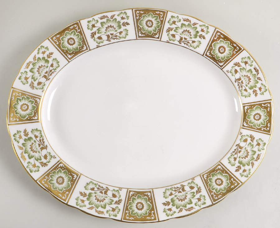 Derby Panel Green 14" Oval Serving Platter by Royal Crown Derby-1