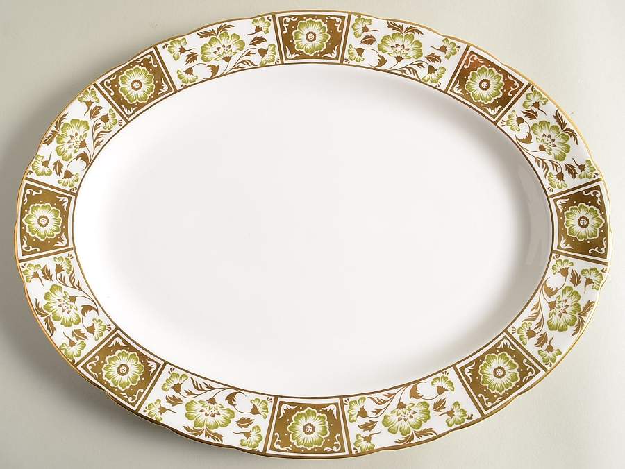 Derby Panel Green 16" Oval Serving Platter by Royal Crown Derby-1