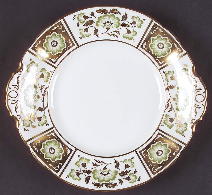 Derby Panel Green Handled Cake/Pastry Plate by Royal Crown Derby-1