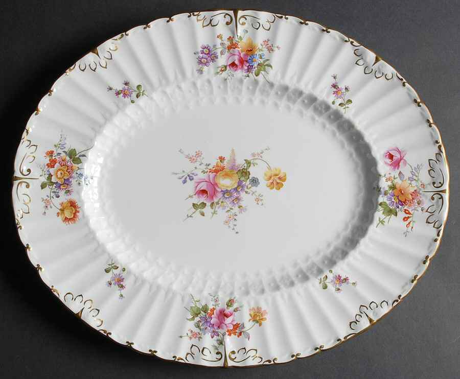 Derby Posies 15" Oval Serving Platter by Royal Crown Derby-1
