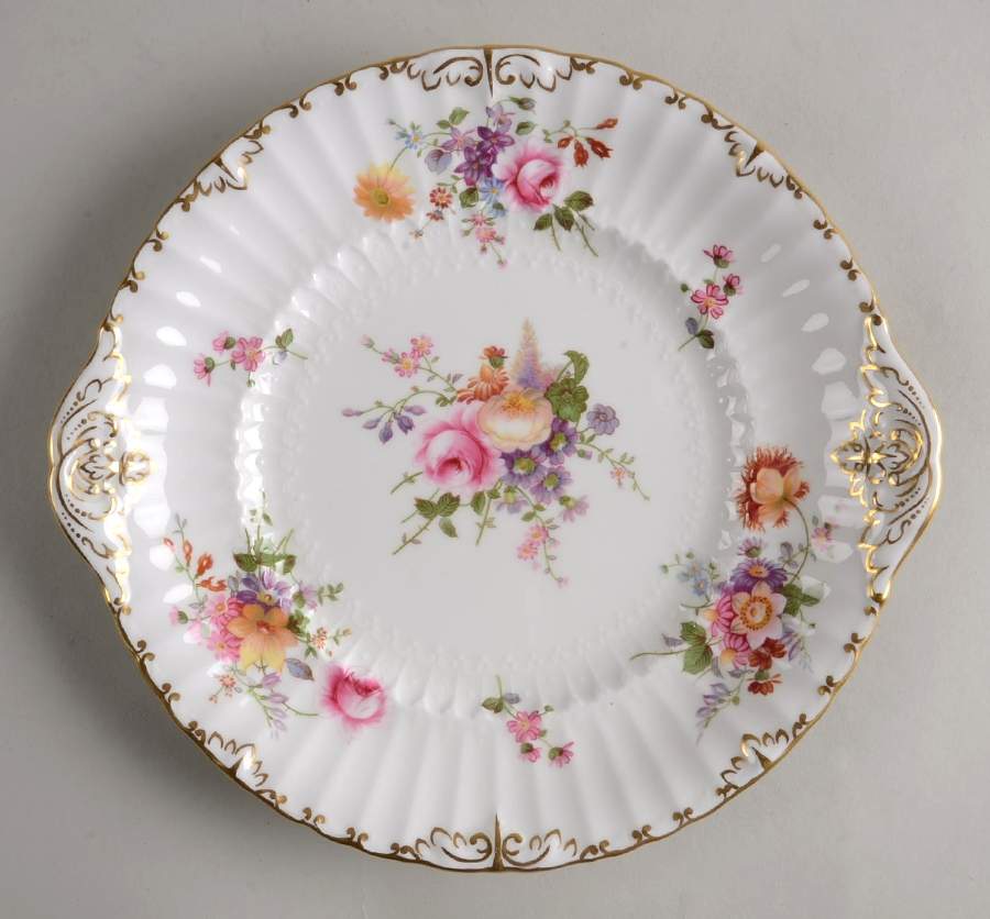 Derby Posies Handled Cake/Pastry Plate by Royal Crown Derby-1