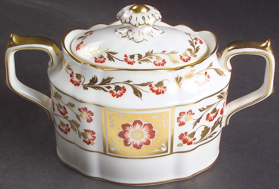 Derby Panel Red Sugar Bowl & Lid by Royal Crown Derby-1