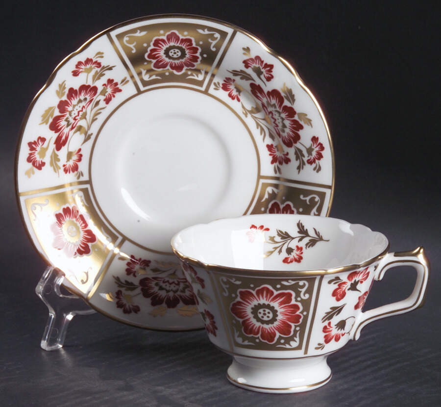 Derby Panel Red Footed Cup & Saucer Set by Royal Crown Derby-1