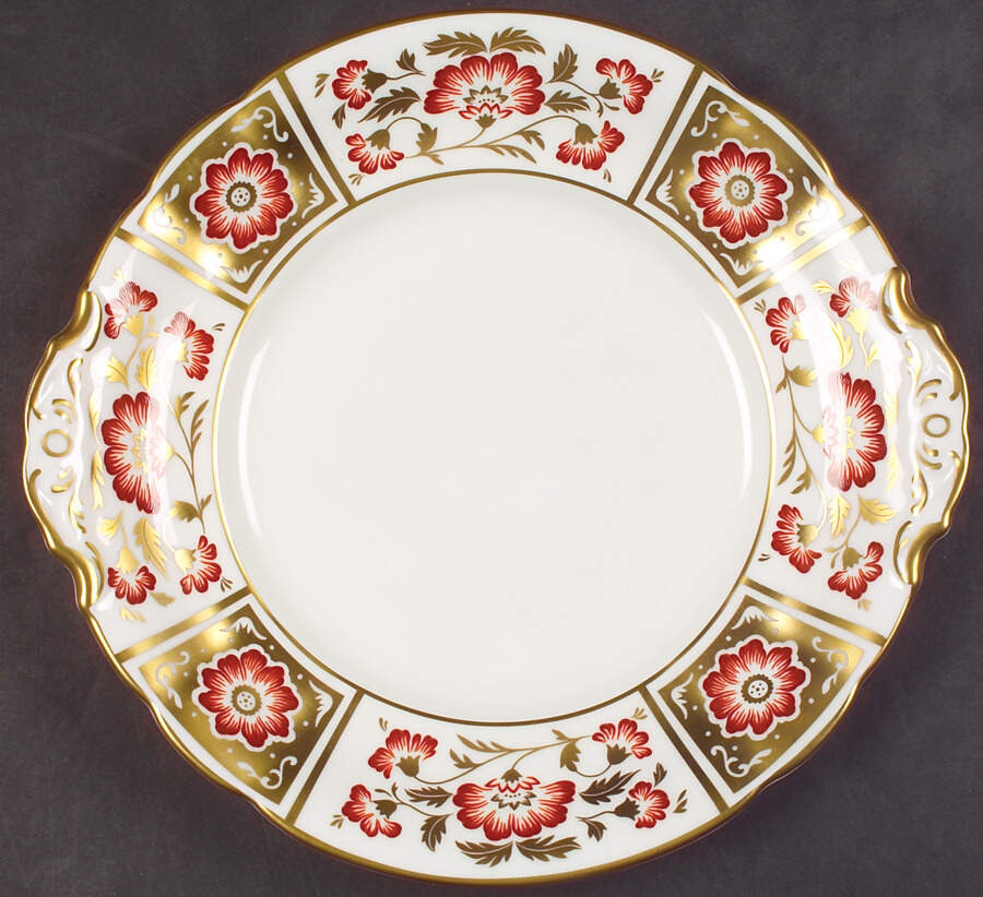Derby Panel Red Handled Cake/Pastry Plate by Royal Crown Derby-1