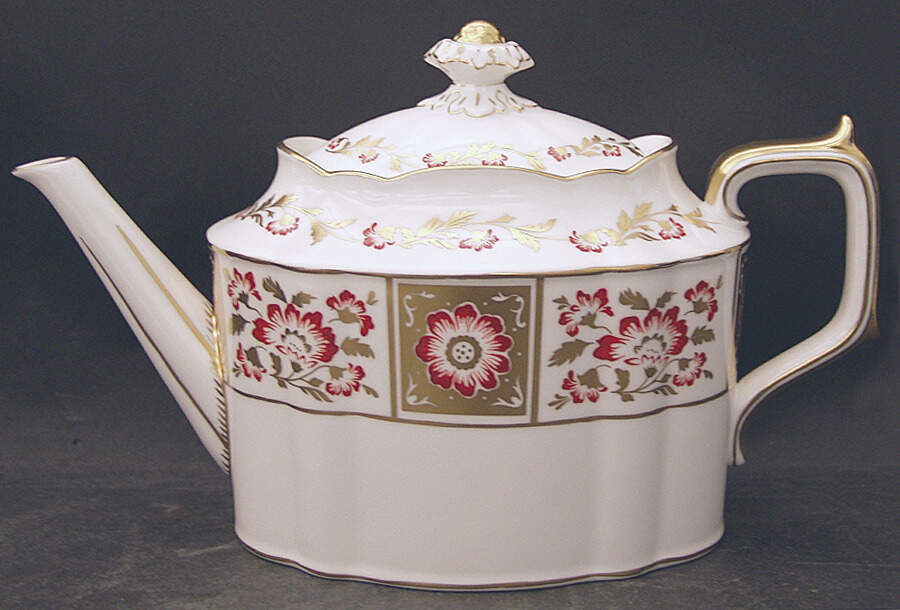Derby Panel Red Teapot & Lid by Royal Crown Derby-1