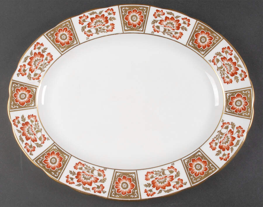 Derby Panel Red 15" Oval Serving Platter by Royal Crown Derby-1