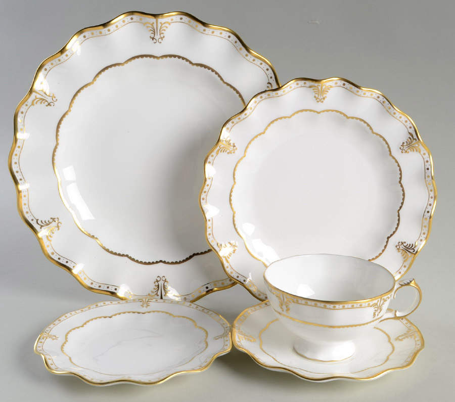 Elizabeth (Gold Trim) 5 Piece Place Setting by Royal Crown Derby-1
