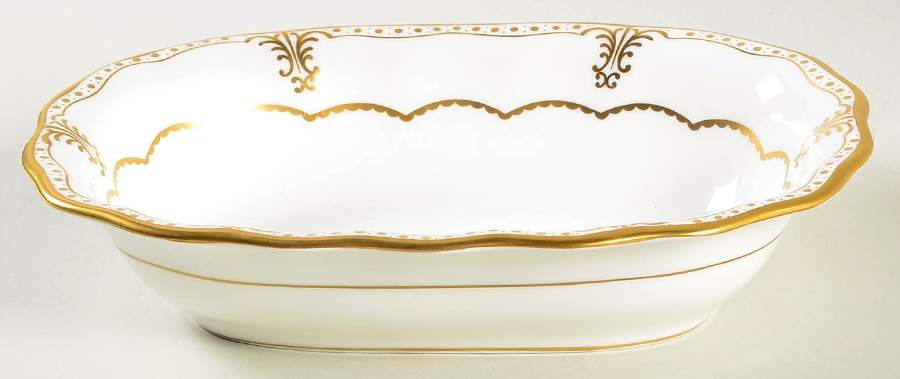 Elizabeth (Gold Trim) 9" Oval Vegetable Bowl by Royal Crown Derby-1
