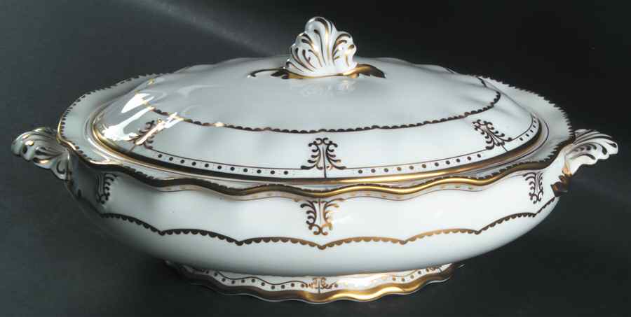 Elizabeth (Gold Trim) Oval Covered Vegetable by Royal Crown Derby-1