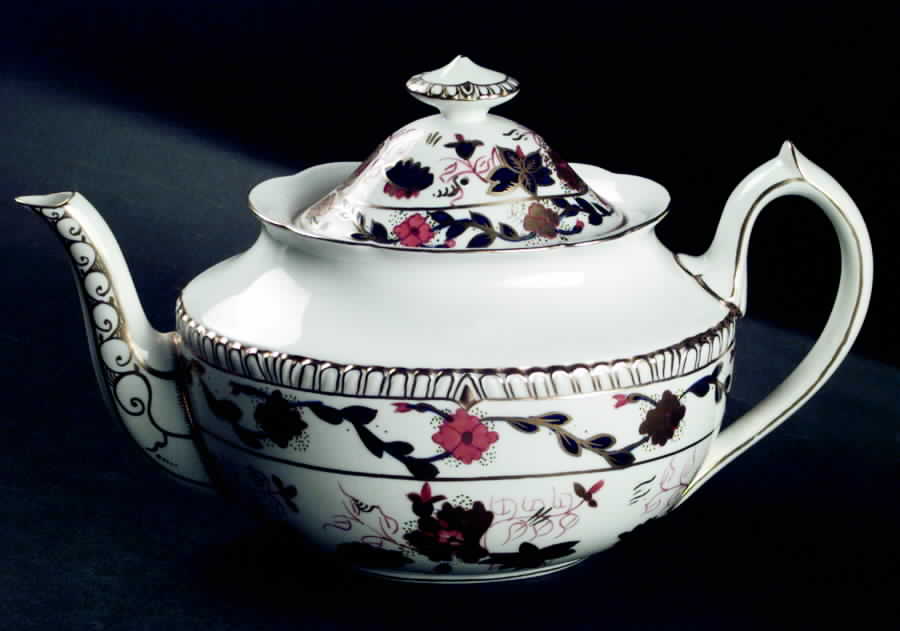Gadroon Rose Teapot & Lid by Royal Crown Derby-1