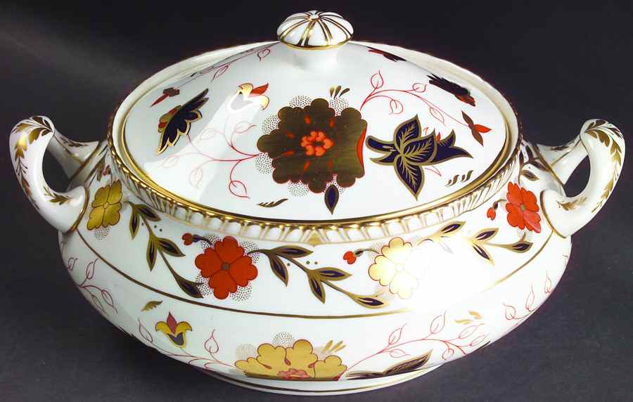 Gadroon Rose Oval Covered Vegetable by Royal Crown Derby-1
