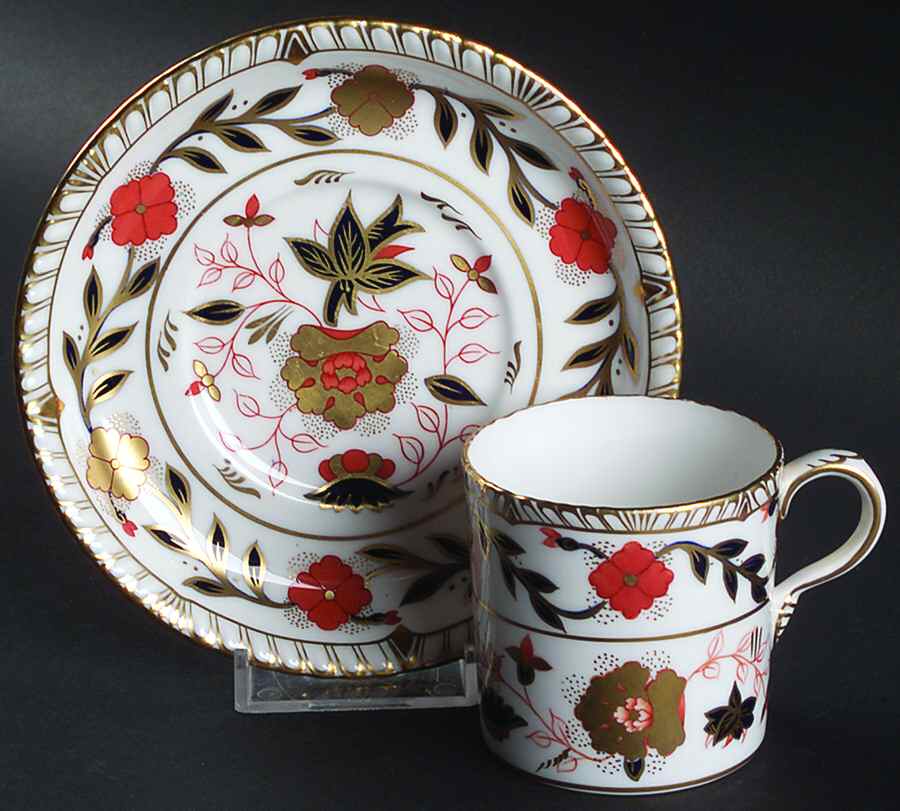 Gadroon Rose Flat Demitasse Cup & Saucer Set by Royal Crown Derby-1
